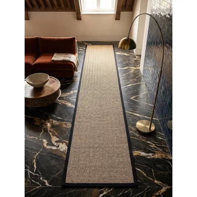 Kadima Design Juteteppich Natur, Schwarz 60x600 cm