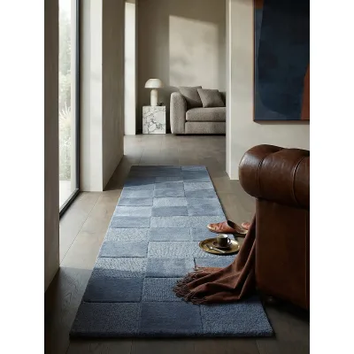 Läufer kariert Blau 60 x 230 cm - DEBEN   Kadima Design