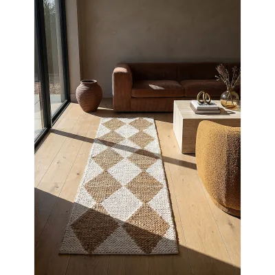 Läufer Rauten Beige 60 x 230 cm - BAIN   Kadima Design