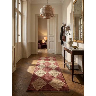 Läufer Rauten Terrakotta 80 x 230 cm - BAIN   Kadima Design