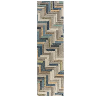 Läufer Wolle Blau-Bunt 60 x 230 cm - ESK   Kadima Design