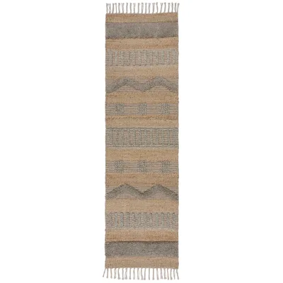 Läufer Wollmischung Braun-Grau 60 x 230 cm - WHARFE   Kadima Design