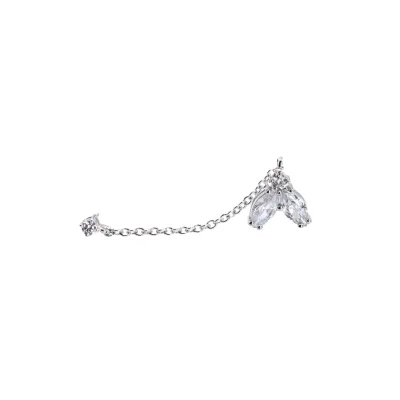 LEIS Ohrhänger 925 Sterling Silber rhodiniert Glänzend 4 Zirkonia weiß