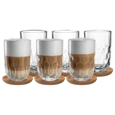 Leonardo Latte Macchiato Gläser mit Untersetzer Gocce 390 ml 12-tlg.