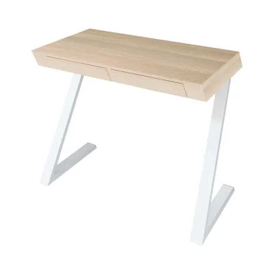 Letti Moderni Schreibtisch Nith 100x76 cm in Eiche Weiß – moderner Arbeitstisch