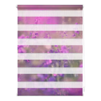 Lichtblick Duo Rollo Klemmfix, ohne Bohren, blickdicht, Blumenwiese - Fuchsia Violett