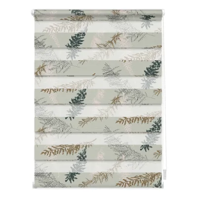 Lichtblick Duo Rollo Klemmfix, ohne Bohren, blickdicht, Fir Branches - Blau