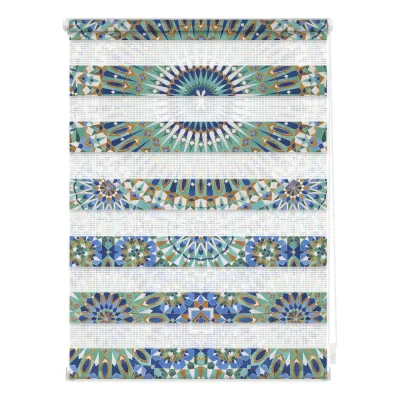 Lichtblick Duo Rollo Klemmfix, ohne Bohren, blickdicht, Orientalisches Muster - Blau Grün