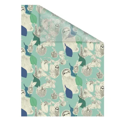 Lichtblick Fensterfolie selbstklebend, Sichtschutz, Sloths on turquoise  - Grün