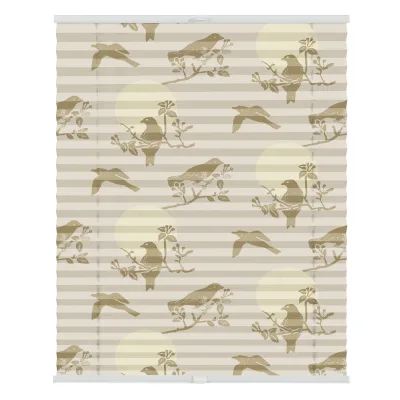 Lichtblick Plissee Klemmfix, ohne Bohren, blickdicht, Moon Birds - Beige