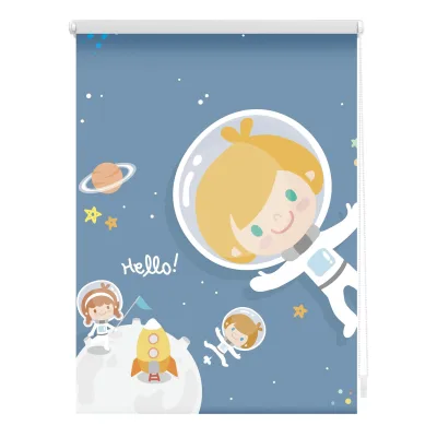 Lichtblick Rollo Klemmfix, ohne Bohren, blickdicht, Astronaut - Blau
