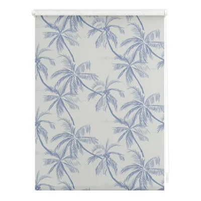 Lichtblick Rollo Klemmfix, ohne Bohren, blickdicht, Blueprint Palms - Blau
