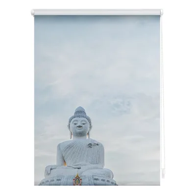 Lichtblick Rollo Klemmfix, ohne Bohren, blickdicht, Buddah - Hellblau