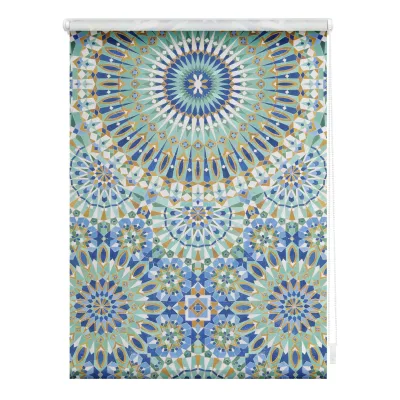 Lichtblick Rollo Klemmfix, ohne Bohren, blickdicht, Orientalische Muster - Blau Grün