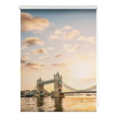 Lichtblick Rollo Klemmfix, ohne Bohren, blickdicht, Tower Bridge - Rot Weiß