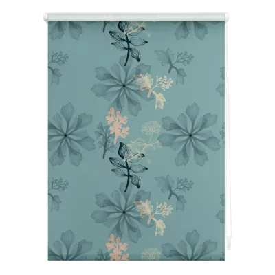 Lichtblick Rollo Klemmfix, ohne Bohren, Verdunkelung, Aqua Floral - Blau