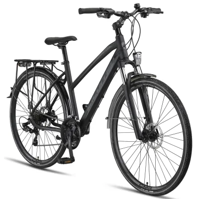 Licorne Bike Premium Touring Trekking Bike in 28 Zoll - Fahrrad für Jungen, Mädchen, Damen und Herren - 21 Gang-Schaltung - Mountainbike - Crossbike Farbe:Schwarz;Stil:Damen