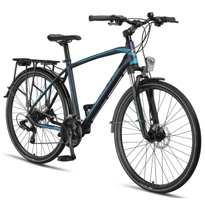 Licorne Bike Premium Touring Trekking Bike in 28 Zoll - Fahrrad für Jungen, Mädchen, Damen und Herren - 21 Gang-Schaltung - Mountainbike - Crossbike Stil:Herren;Farbe:Navy Blau