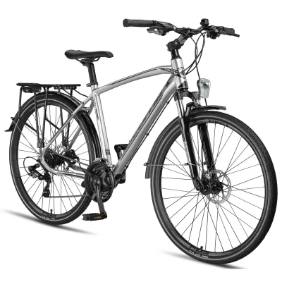 Licorne Bike Premium Touring Trekking Bike in 28 Zoll - Fahrrad für Jungen, Mädchen, Damen und Herren - 21 Gang-Schaltung - Mountainbike - Crossbike Stil:Herren;Farbe:Silber