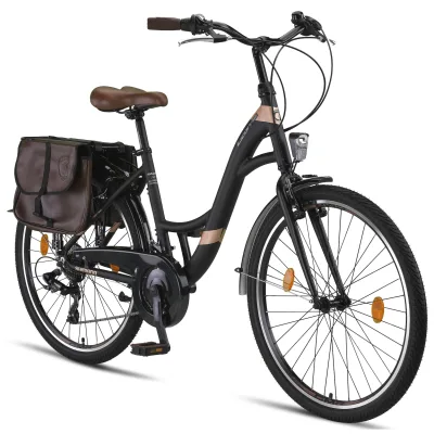 Licorne Bike Stella Plus Premium City Bike in Zoll Aluminium Fahrrad für Mädchen, Jungen, Herren und Damen - 21 Gang-Schaltung - Hollandfahrrad  Farbe:Schwarz;Größe:26 Zoll