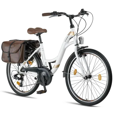 Licorne Bike Stella Plus Premium City Bike in Zoll Aluminium Fahrrad für Mädchen, Jungen, Herren und Damen - 21 Gang-Schaltung - Hollandfahrrad  Farbe:Weiss;Größe:26 Zoll
