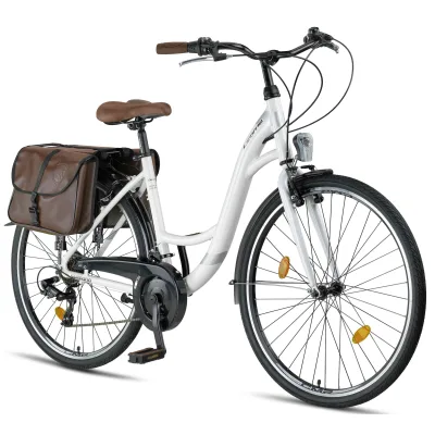 Licorne Bike Stella Plus Premium City Bike in Zoll Aluminium Fahrrad für Mädchen, Jungen, Herren und Damen - 21 Gang-Schaltung - Hollandfahrrad  Farbe:Weiss;Größe:28 Zoll