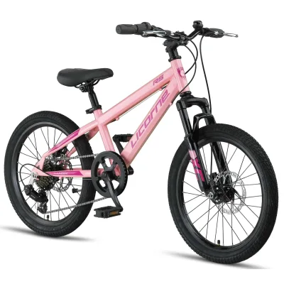Licorne Bike Thunder Premium Mountainbike in 20, 24, 26, 27.5 und 29 Zoll Fahrrad für Mädchen Jungen Herren und Damen Discbremse Farbe:Rosa;Größe:20 Zoll