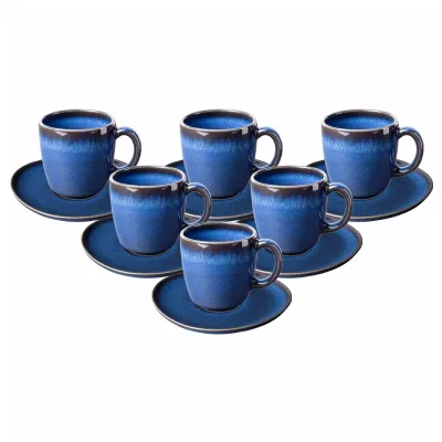 like. by Villeroy & Boch Kaffeetassen mit Untertassen Lave 190 ml 6er Set