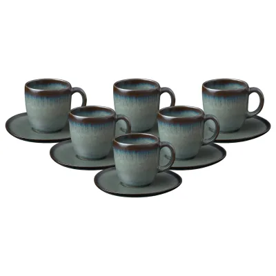 like. by Villeroy & Boch Kaffeetassen mit Untertassen Lave 190 ml 6er Set