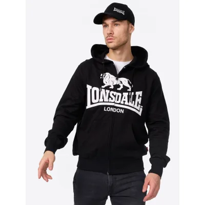 Lonsdale Herren Kapuzensweatjacke mit Reißverschluss schmale Passform KRAFTY