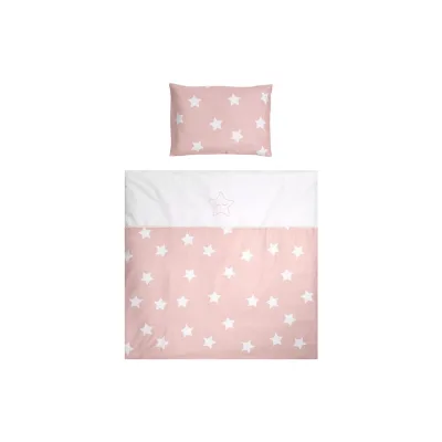 Lorelli Baby-Bettwäsche 7-teiliges Set First Dreams Decke Kissen Laken Himmel rosa Sterne