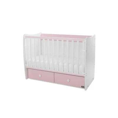 Lorelli Babybett MATRIX NEW Kinderbett 120 x 60 cm, 2 Ebenen, 2 Schubladen rosa