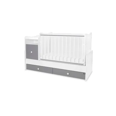 Lorelli Babybett Trend Plus 70x160cm Schreibtisch Kinderbett Schubladen Kommode weiß dunkelgrau