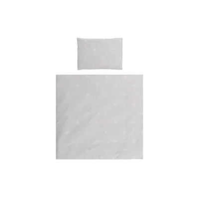 Lorelli Babybettwäsche-Set Eva 5-tlg Decke 75 x 75 cm, Kissen 29 x 42 cm, Bezüge hellgrau