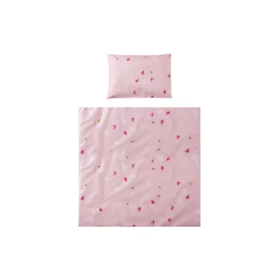 Lorelli Babybettwäsche-Set Eva 5-tlg Decke 75 x 75 cm, Kissen 29 x 42 cm, Bezüge pink