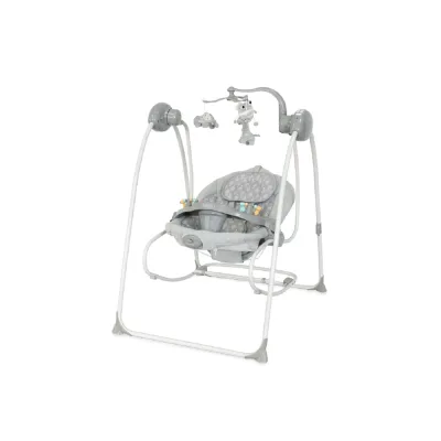 Lorelli Babywippe elektrisch Tango 2 in 1, Fernbedienung, MP3, Timer, Mobile hellgrau