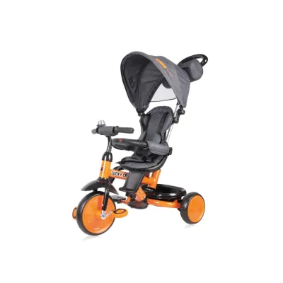 Lorelli Dreirad 4 in 1 Lucky Crew Tasche Fußstütze verstellbarer Sitz Klingel orange