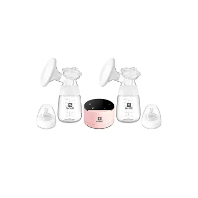 Lorelli elektrische Doppelmilchpumpe Daily Comfort LCD-Anzeige mit zwei Flaschen pink
