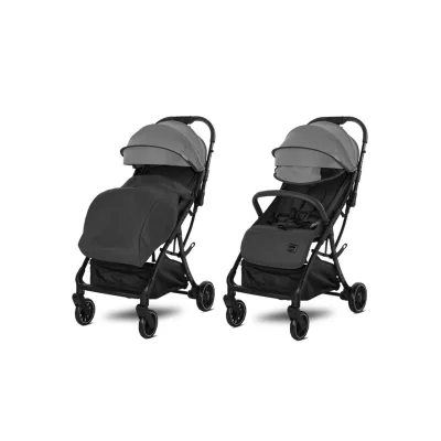 Lorelli Kinderwagen Buggy Minori faltbar PU-Räder Getränkehalter Fußabdeckung grau/schwarz