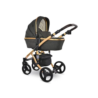 Lorelli Kinderwagen Rimini Premium Sportsitz Tragewanne Moskitonetz verstellbar schwarz gold
