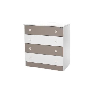 Lorelli Kommode Dresser 81 x 50 x 86 cm, 4 große Schubladen, schnelle Montage dunkelbraun weiß