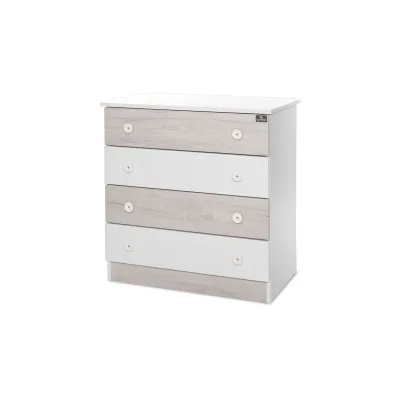 Lorelli Kommode Dresser 81 x 50 x 86 cm, 4 große Schubladen, schnelle Montage grau weiß