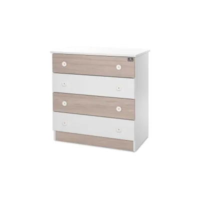 Lorelli Kommode Dresser 81 x 50 x 86 cm, 4 große Schubladen, schnelle Montage hellbraun weiß