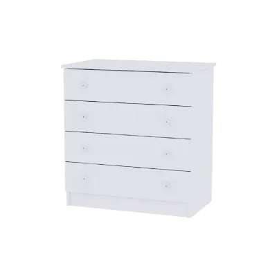 Lorelli Kommode Dresser 81 x 50 x 86 cm, 4 große Schubladen, schnelle Montage weiß