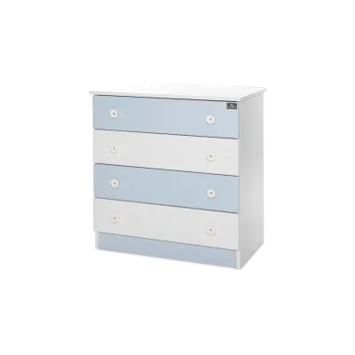 Lorelli Kommode Dresser 81 x 50 x 86 cm, 4 große Schubladen, schnelle Montage weiß blau