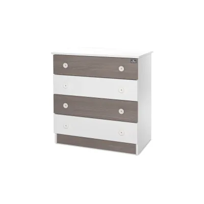 Lorelli Kommode Dresser 81 x 50 x 86 cm, 4 große Schubladen, schnelle Montage weiß braun