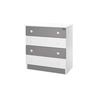 Lorelli Kommode Dresser 81 x 50 x 86 cm, 4 große Schubladen, schnelle Montage weiß dunkelgrau