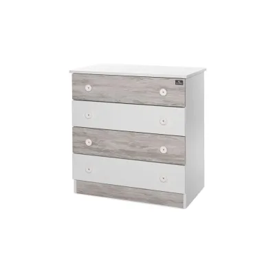 Lorelli Kommode Dresser 81 x 50 x 86 cm, 4 große Schubladen, schnelle Montage weiß grau
