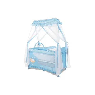 Lorelli Reisebett Magic Sleep 2 Ebenen Baldachin Mobile Wickelauflage faltbar hellblau Sterne