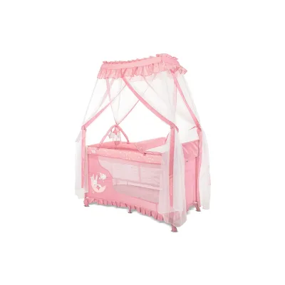 Lorelli Reisebett Magic Sleep 2 Ebenen Baldachin Mobile Wickelauflage faltbar rosa Sterne